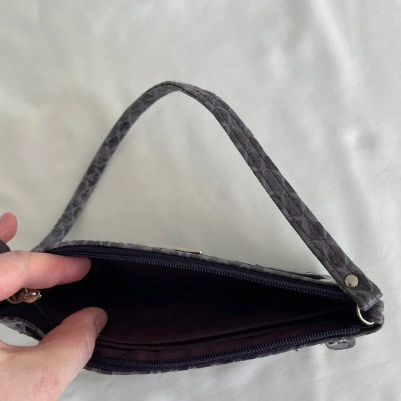 Nicole by Nicole Miller Purple Snakeskin Print Wristlet/Clutch - Picture 7 of 9